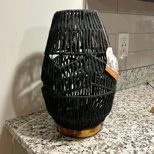 NWT bohemian woven lamp with wood base